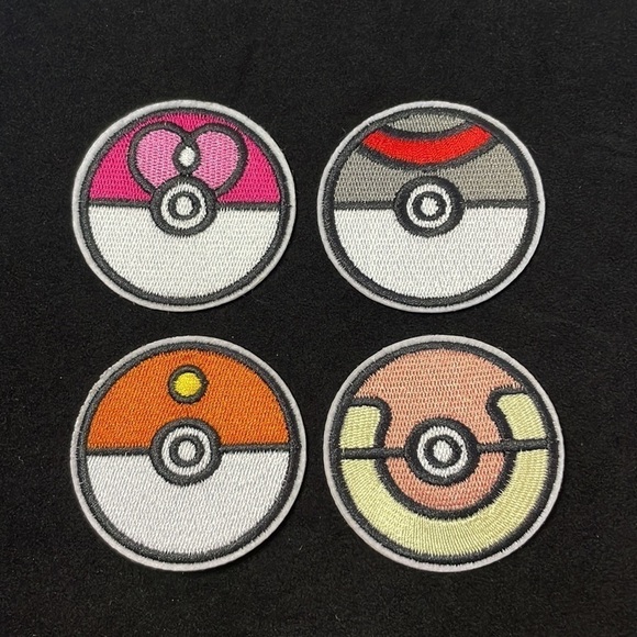 4 four POKEBALL POKEMON  Iron on Patches - Picture 1 of 1
